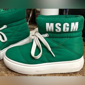 MSGM Kids Green Quilted Boots